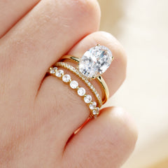 Oval Cut Yellow Gold Women's Ring Set