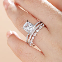 Noble Radiant Cut 3 Pieces Ring Set
