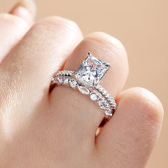 Noble Radiant Cut 3 Pieces Ring Set