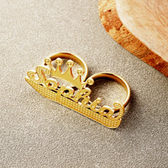 Two Finger Crown Name Ring