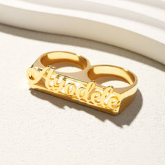 Two Finger Script Name Ring