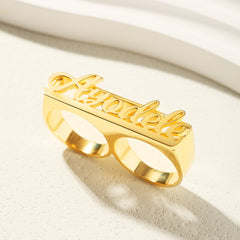 Two Finger Script Name Ring