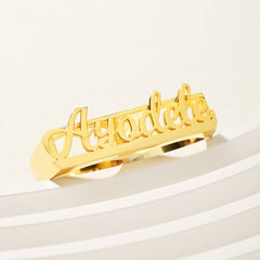 Two Finger Script Name Ring