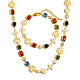 Multi Gemstone & Cross Set