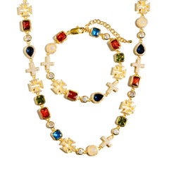 Multi Gemstone & Cross Set