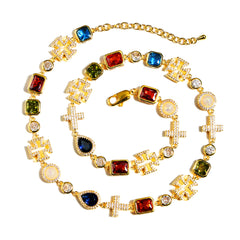 Multi Gemstone & Cross Set