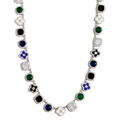 Silver Midnight Garden Gemstone Necklace
