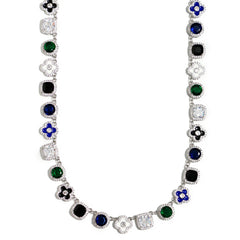Silver Midnight Garden Gemstone Necklace