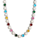 Silver Rainbow Serenade Gemstone Necklace