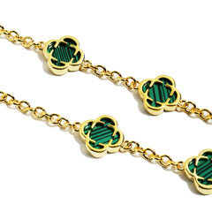 Malachite Clover Gemstone Necklace