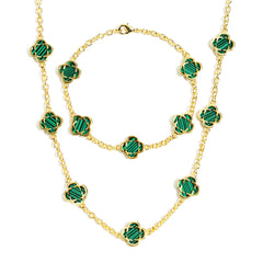 Malachite Clover Gemstone Necklace