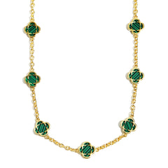 Malachite Clover Gemstone Necklace