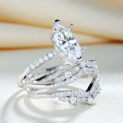 Beautifully Marquise Cut Insert Ring Set