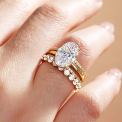 4 Pieces Oval Cut Wedding Ring Set