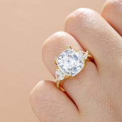 Romantic Cushion Cut Three Stone Engagement Ring