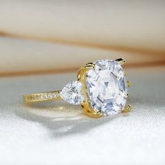 Romantic Cushion Cut Three Stone Engagement Ring