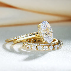 4 Pieces Oval Cut Wedding Ring Set