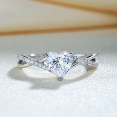 Twist Heart Cut Sterling Silver Ring