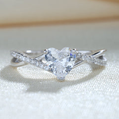 Twist Heart Cut Sterling Silver Ring