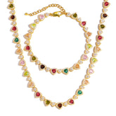 Heart Cut Tourmaline Gemstone Set (Unisex Necklace & Bracelet)