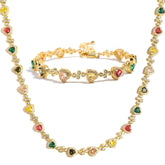 Heart Shaped Tourmaline Gemstone Jewelry Set