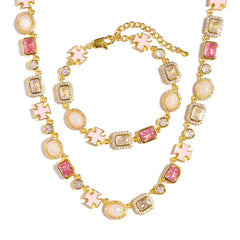 Millennial Pink Gemstone Chain Necklace