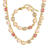 Millennial Pink Gemstone Chain Set (Unisex Necklace & Bracelet)