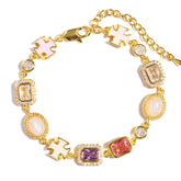 Mystic Pink & Purple Color Sapphire Gemstone Bracelet