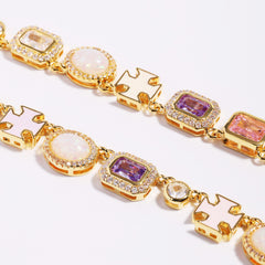 Mystic Pink & Purple Color Sapphire Gemstone Necklace Set