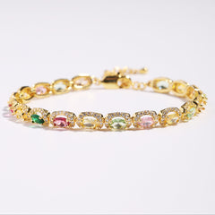 Victorian Oval-Cut Tourmaline Gemstone Bracelet