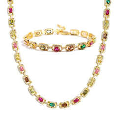 Prism Square-Cut Tourmaline Gemstone Necklace