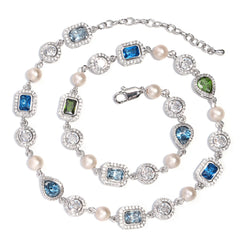 Blue & Green Mixed Gemstone Necklace