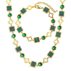 Green Quartz Gemstone Set(Gemstone Necklace & Bracelet)