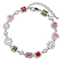 Pink Heart Multi Gemstone Bracelet