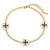 Chocolate Brown Cross Motif Gemstone Bracelet