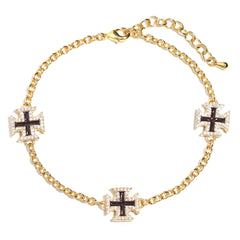 Chocolate Brown Cross Motif Gemstone Bracelet