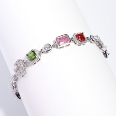 Pink Heart Multi Gemstone Bracelet