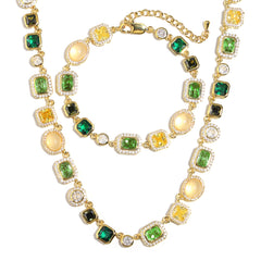 Graduated Green Chrysoprase Gemstone Necklace Set