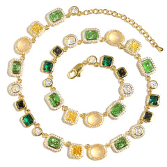 Graduated Green Chrysoprase Gemstone Necklace Set