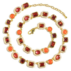 Sunrise Glow Red Gemstone Necklace Set