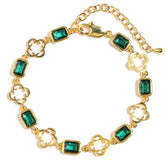 Green Gemstone Clover Bracelet