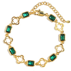 Green Gemstone Clover Bracelet