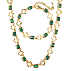 Green Gemstone Clover Bracelet