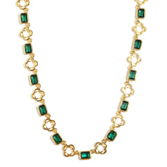 Green Gemstone Clover Necklace