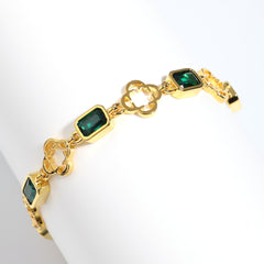 Green Gemstone Clover Bracelet
