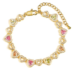 Rainbow Hearts Multicolor Tourmaline Bracelet