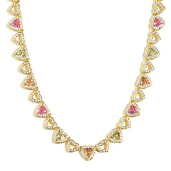 Rainbow Hearts Multicolor Tourmaline Necklace