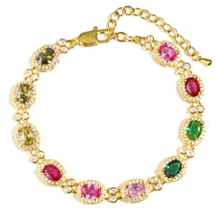 Timeless and Elegant Oval Rainbow Tourmaline Bracelet