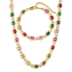 Timeless and Elegant Oval Rainbow Tourmaline Necklace