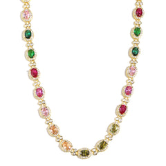 Timeless and Elegant Oval Rainbow Tourmaline Necklace